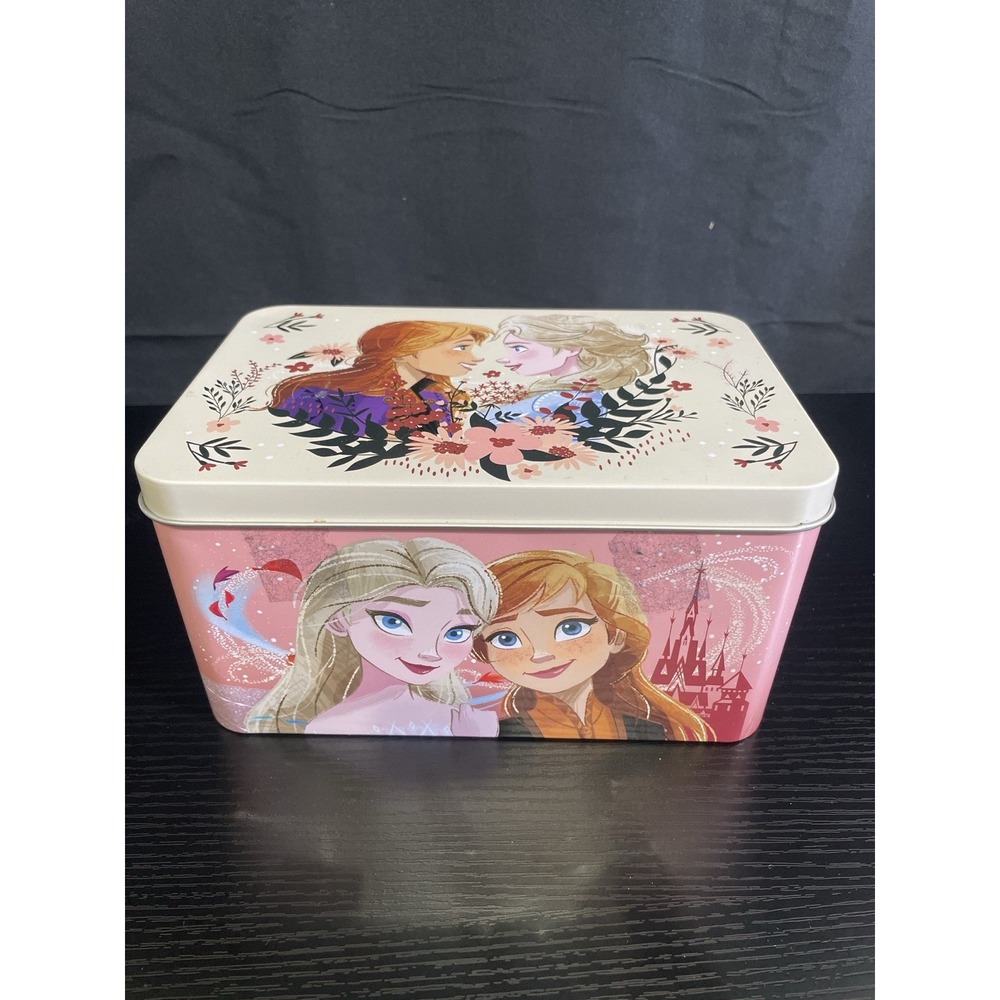 Disney Frozen Elsa Anna Metal Tin Lunch Box Storage Case 7.5" Megatoys